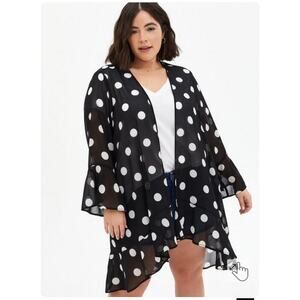 Torrid Polka Dot Ruffle Kimono sz 0